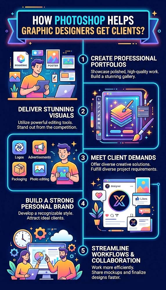 How Photoshop Helps Graphic Designers Get Clients?